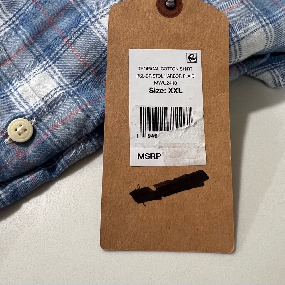 Faherty Men's Blue Harbor Bristol Plaid Shirt tropical cotton shirt size XXL NWT - Picture 6 of 13